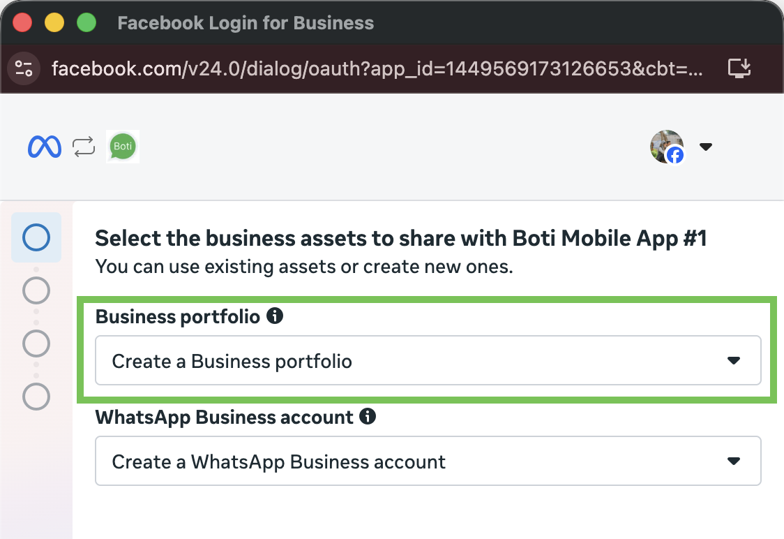 Choose business portfolio