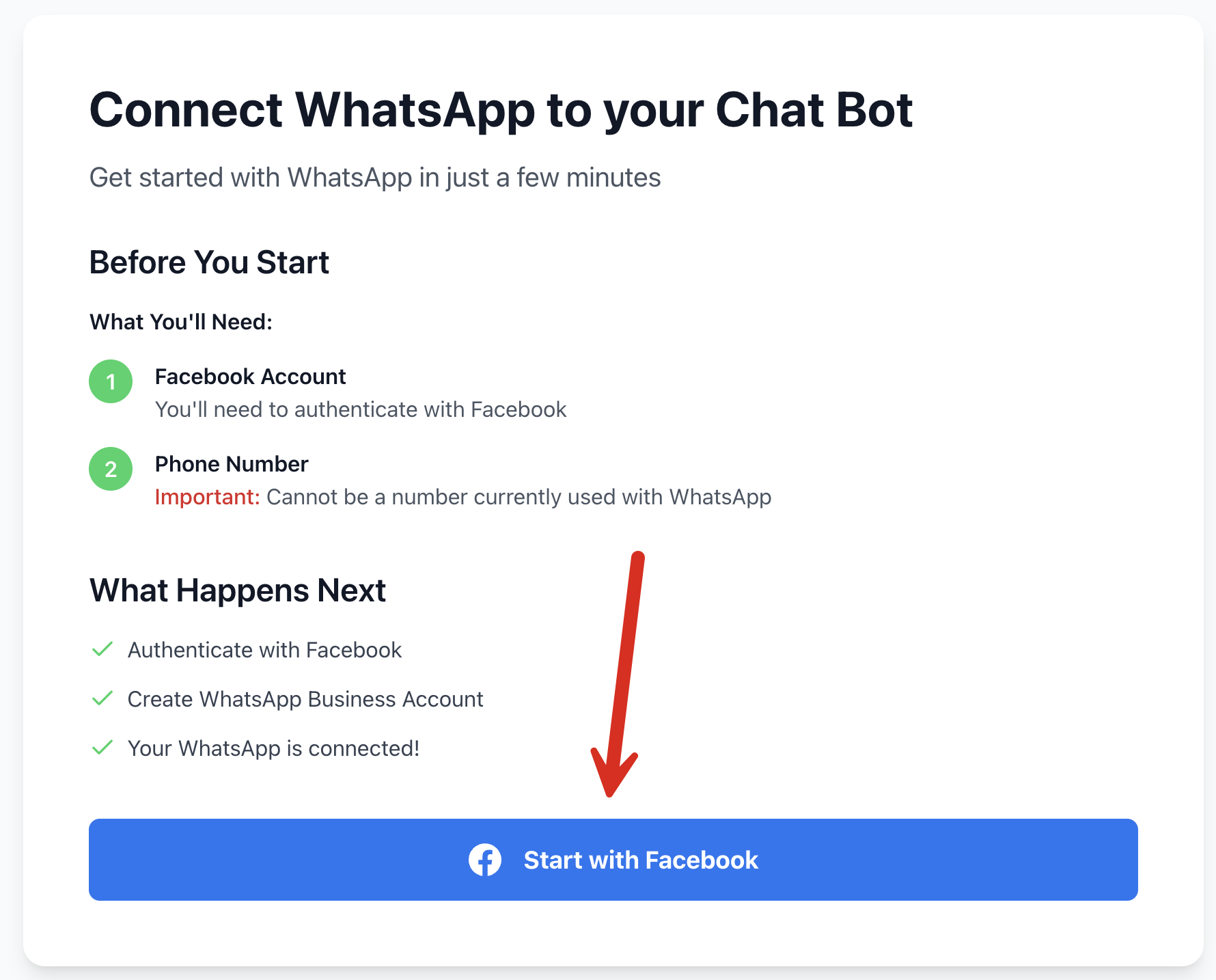 Click on start with Facebook